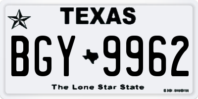 TX license plate BGY9962