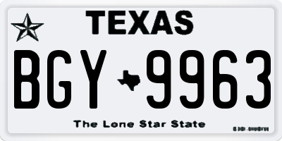 TX license plate BGY9963