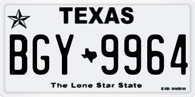 TX license plate BGY9964