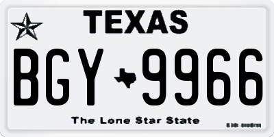 TX license plate BGY9966