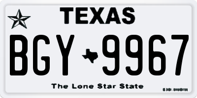 TX license plate BGY9967
