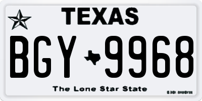 TX license plate BGY9968