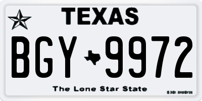 TX license plate BGY9972