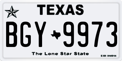 TX license plate BGY9973