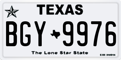 TX license plate BGY9976