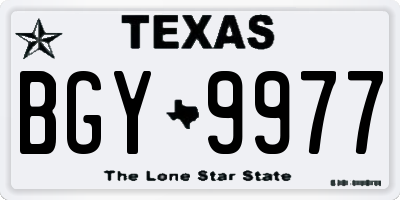 TX license plate BGY9977