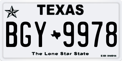TX license plate BGY9978
