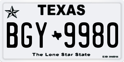 TX license plate BGY9980
