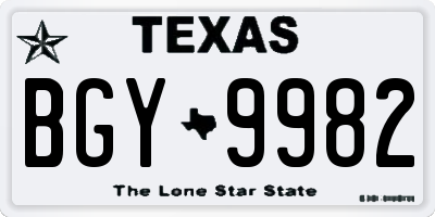TX license plate BGY9982