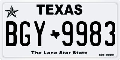 TX license plate BGY9983