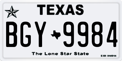 TX license plate BGY9984