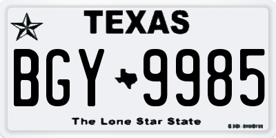 TX license plate BGY9985