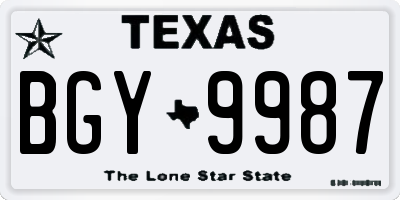 TX license plate BGY9987