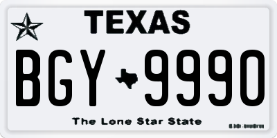TX license plate BGY9990