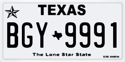 TX license plate BGY9991