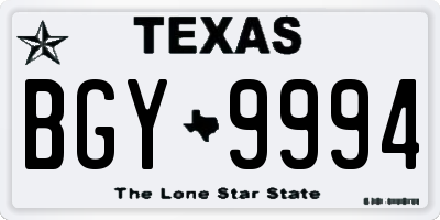 TX license plate BGY9994