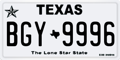 TX license plate BGY9996
