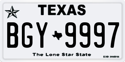TX license plate BGY9997