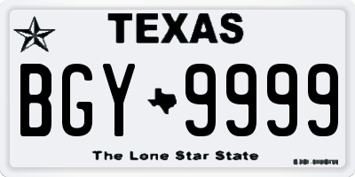 TX license plate BGY9999