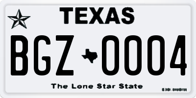 TX license plate BGZ0004