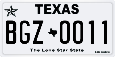 TX license plate BGZ0011