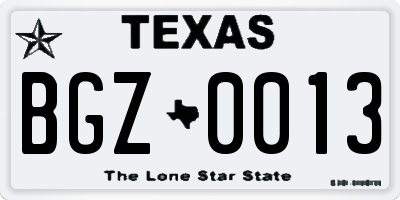 TX license plate BGZ0013