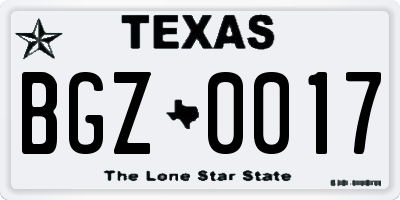 TX license plate BGZ0017