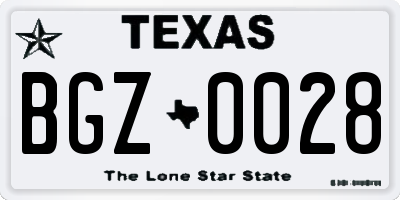 TX license plate BGZ0028