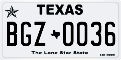 TX license plate BGZ0036