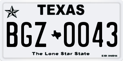 TX license plate BGZ0043