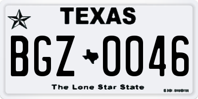TX license plate BGZ0046