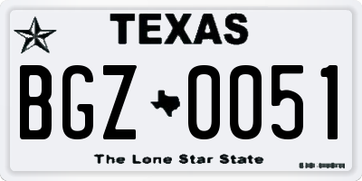 TX license plate BGZ0051