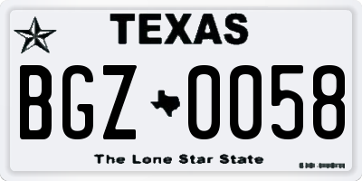 TX license plate BGZ0058