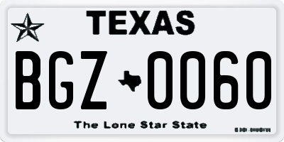 TX license plate BGZ0060