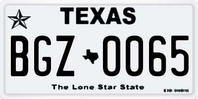 TX license plate BGZ0065
