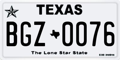 TX license plate BGZ0076