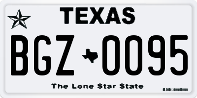 TX license plate BGZ0095