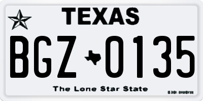 TX license plate BGZ0135