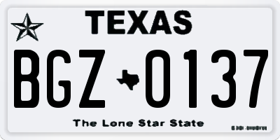TX license plate BGZ0137