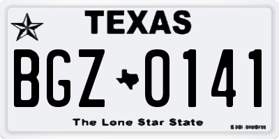 TX license plate BGZ0141