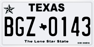 TX license plate BGZ0143
