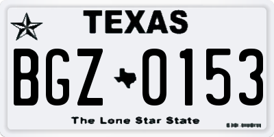 TX license plate BGZ0153