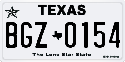 TX license plate BGZ0154