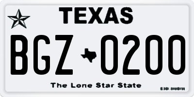 TX license plate BGZ0200