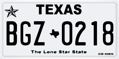 TX license plate BGZ0218