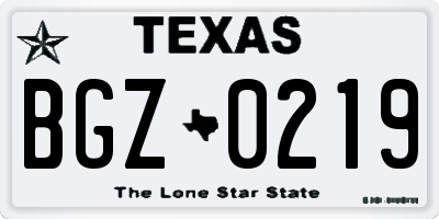 TX license plate BGZ0219