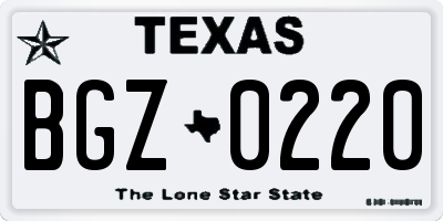 TX license plate BGZ0220