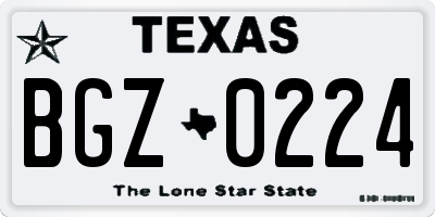 TX license plate BGZ0224
