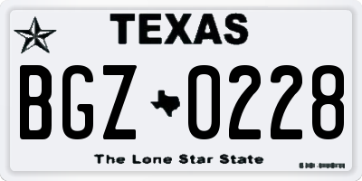 TX license plate BGZ0228