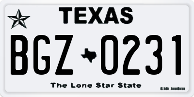 TX license plate BGZ0231
